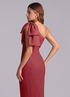 Azazie Yuanna Bridesmaid Dresses Pomegranate Mermaid One Shoulder Chiffon Dress image8