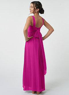 Azazie Kora Junior Jurk van Chiffon met A-Lijn Geplooid Fuchsia image4