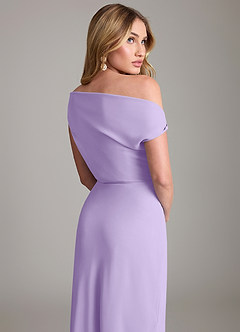 Azazie Emerson Bridesmaid Dresses Lilac Sheath Off the Shoulder Chiffon Dress image3