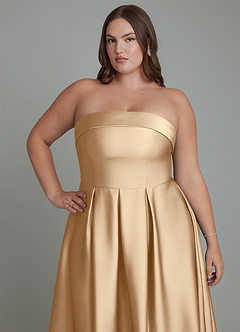 Azazie Lucienne Jurken voor bruidsmeisjes Converteerbaar Jurk van Stretch Satijn met A-lijn Strapless Champagne image13