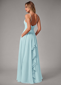 Azazie Amalia Bridesmaid Dresses Sea Glass A-Line Pleated Chiffon Dress image2