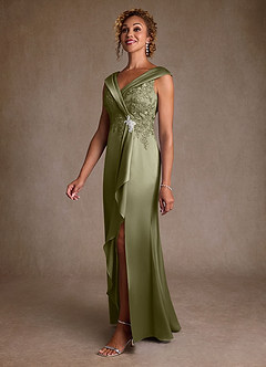 Azazie Santa Monica Mother of the Bride Dresses Pistachio A-Line Lace Dress image4