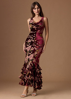 Robe Maxi Bourgogne Bloom Paola image7