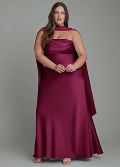 Azazie Saylor Bridesmaid Dresses Red Plum Mermaid Strapless Stretch Satin Dress image15