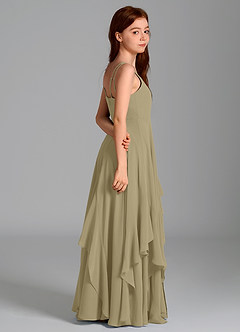 Azazie Karan Junior Robe Trapèze en Mousseline de soie Vert Mousse image6