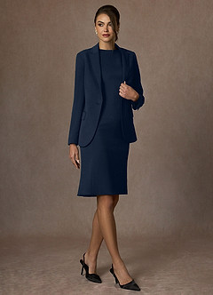 front Kennedy Dunkelmarine Set aus strukturiertem Stretch-Jackett und Anzug