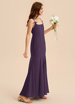 Azazie Evey Junior Plum Mermaid Pleated Chiffon Dress image5