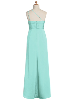 Azazie Eren Junior Etui Plissee Stretch-Satin Kleid Aqua image8