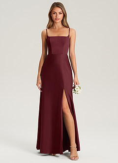 Azazie Lidia Brautjungfernkleider Meerjungfrau-Linie Seitliche Cut-Outs Stretch-Satin Kleid Cabernetrot image4