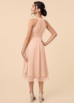 Azazie Linna Junior English Rose A-Line Pleated Chiffon Dress image4