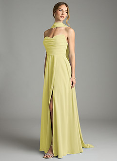 Azazie Ayla Abiti da Damigella Abito A-Line in Chiffon Scollo a Cuore Sorbetto Al Limone image8