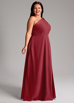 Azazie Phaedra Jurken voor bruidsmeisjes Jurk van Chiffon met A-Lijn One-Shoulder Granaatappel image3