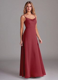 Azazie Daenerys Bridesmaid Dresses Pomegranate A-Line Cowl Chiffon Dress image5