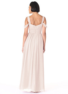 Azazie Lianne Bridesmaid Dresses Rose Petal A-Line Off the Shoulder Chiffon Dress image4