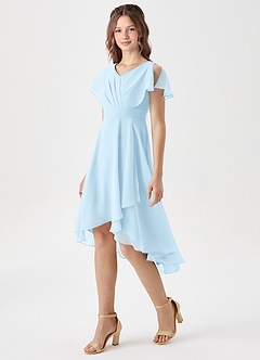 Azazie Graciela Junior Sky Blue A-Line Pleated Chiffon Dress image1