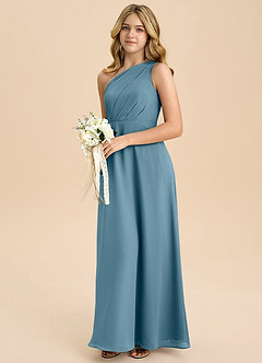 Azazie Phaedra Junior Bermuda A-Line Pleated Chiffon Dress image5