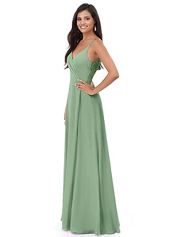 Azazie Lennon Bridesmaid Dresses Matcha A-Line Lace Chiffon Dress image4