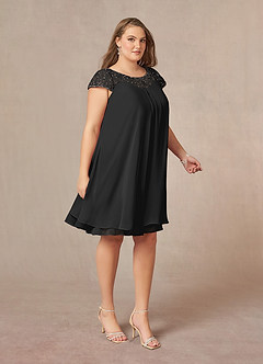 Azazie Tess Mother of the Bride Dresses Black Empire Sequins Chiffon Dress image10