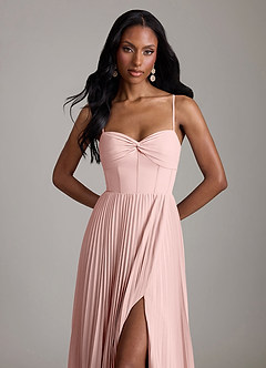 Azazie Akiko Abiti da Damigella Abito A-Line in Chiffon Scollo a Cuore Rosa Cipria image2