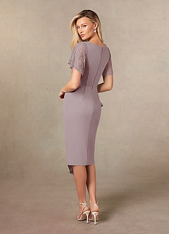 Azazie Eloise Mother of the Bride Dresses Vintage Mauve Sheath Pleated Stretch Crepe Dress image6
