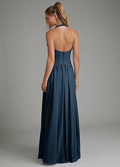 Azazie Alicia Bridesmaid Dresses Dark Navy A-Line Pleated Chiffon Dress image6