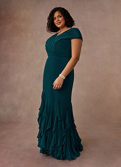 Azazie Bailora Mother of the Bride Dresses Pine Mermaid Ruched Chiffon Dress image7