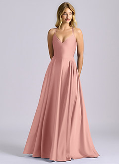 Azazie Truce Bridesmaid Dresses Rosette A-Line Stretch Satin Dress image1