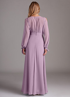 Azazie Matilda Bridesmaid Dresses Wisteria A-Line Long Sleeve Chiffon Dress image5