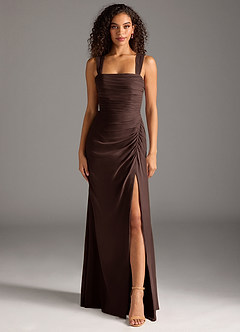 Azazie Jesaphine Bridesmaid Dresses Ganache Sheath Bow Chiffon Dress image5