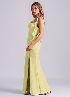 Azazie Jessamine Final Sale Lemon Sorbet Mermaid Corset Floral Burnout Dress image5