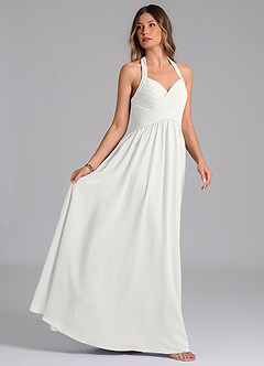 Azazie Darlyn Abiti da Damigella Abito A-Line in Chiffon Scollo a Cuore Bianco image6