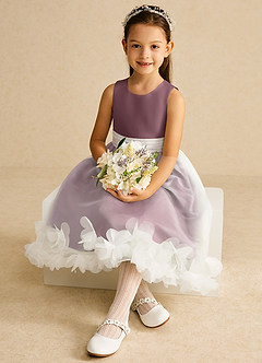 Azazie Stardust Flower Girl Dresses Vintage Mauve A-Line Sleeveless Organza Dress image2