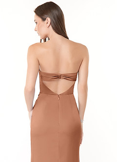Azazie Leonis Bridesmaid Dresses Bronzer Mermaid Pleated Stretch Satin Convertible Dress image2