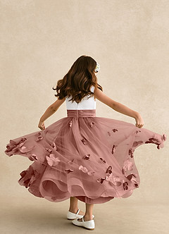Azazie Vi Flower Girl Dresses Cedar Rose A-Line Sleeveless Tulle Dress image3