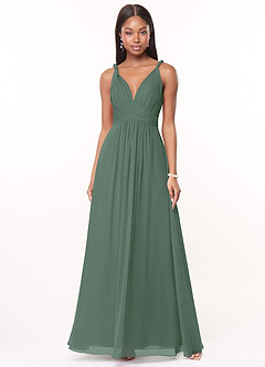 Azazie Maren Bridesmaid Dresses Eucalyptus A-Line Pleated Chiffon Dress image1