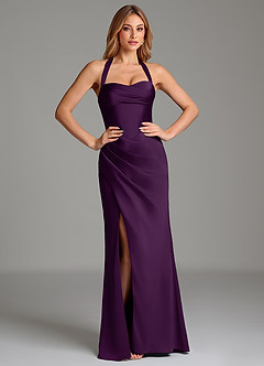 Azazie Serenity Bridesmaid Dresses Grape Mermaid Sweetheart Neckline Stretch Satin Dress image5