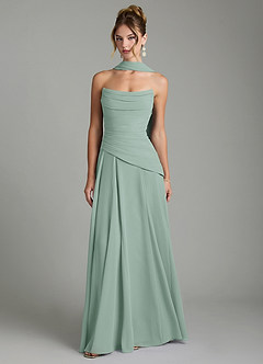Azazie Gabriela Bridesmaid Dresses Agave A-Line Corset Chiffon Dress image1