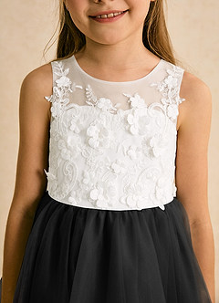 Azazie Lina Flower Girl Dresses Ivory Black Ball-Gown Lace Dress image8