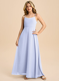 Azazie Shale Junior Lavender A-Line Bow Chiffon Dress image3