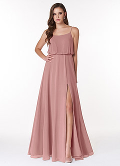 Azazie Lupe Bridesmaid Dresses Dusty Rose A-Line Scoop Blouson Chiffon Dress image1
