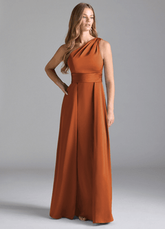 Azazie Dallas Brautjungfernkleider A-Linie One-Shoulder Stretch-Satin Kleid Kanel image3