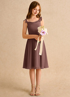Azazie Pup Girls Formal Flower Girl Dresses Espresso A-Line Pleated Chiffon Dress image3
