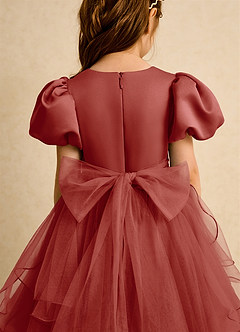 Azazie Cocoa vestidos de niña de las flores Vestido de Terracota de Tul de Princesa con Plisado image9