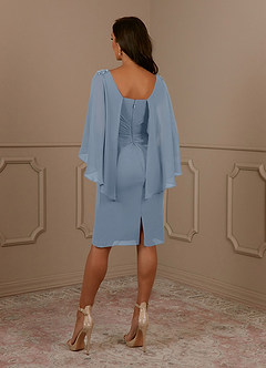 Azazie Mirra Mother of the Bride Dresses Dusty Blue Sheath Scoop Pleated Chiffon Dress image3