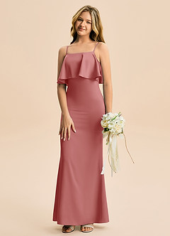 Azazie Galene Junior Robe Sirène en Satin extensible Antique Rose image4