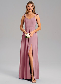 Azazie Everett Bridesmaid Dresses Vintage Mauve A-Line Stretch Satin Dress image5