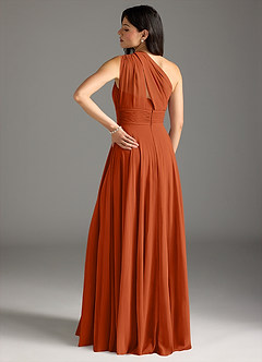Azazie Charlize Bridesmaid Dresses Burnt Orange A-Line One Shoulder Chiffon Dress image2