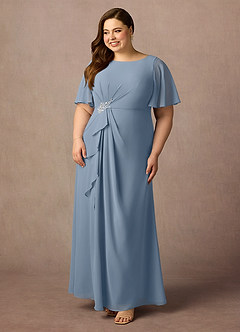 Azazie Rain Mother of the Bride Dresses Dusty Blue Sheath Beaded Chiffon Dress image8