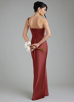 Azazie Sabrina Vestidos de madrinha de casamento Vestido Terracota de Cetim elástico de sereia com Corpete image3