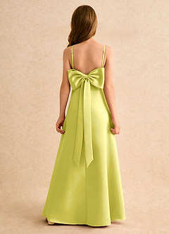 Azazie Joella Girls Formal Abiti da Ragazza di Fiori Abito A-Line in Raso Opaco Plissettato Canarino image1